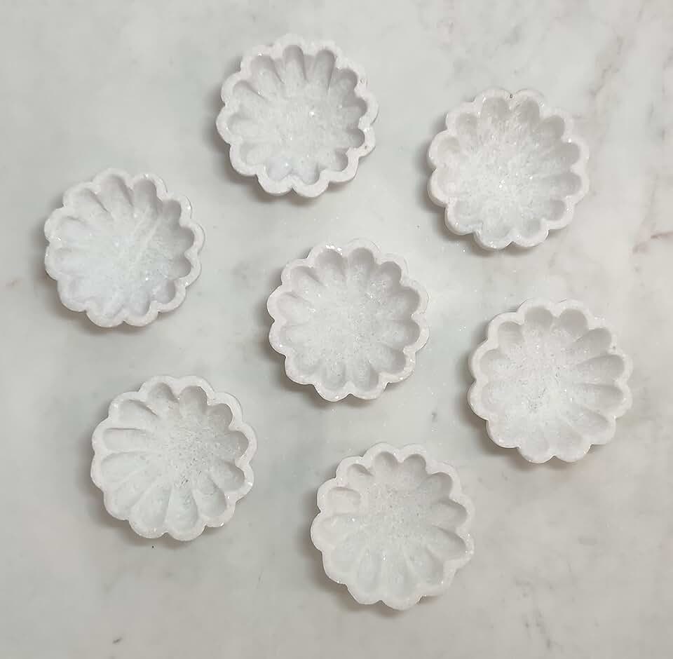 Christmas Gift Marble Scallop Bowl Marble Ruffle Bowl Stone Bowl Decorative Bowl Decorative Trays Marble Fruit Bowl Christmas Gift Bowl 3 in (Set of 24 pieces)