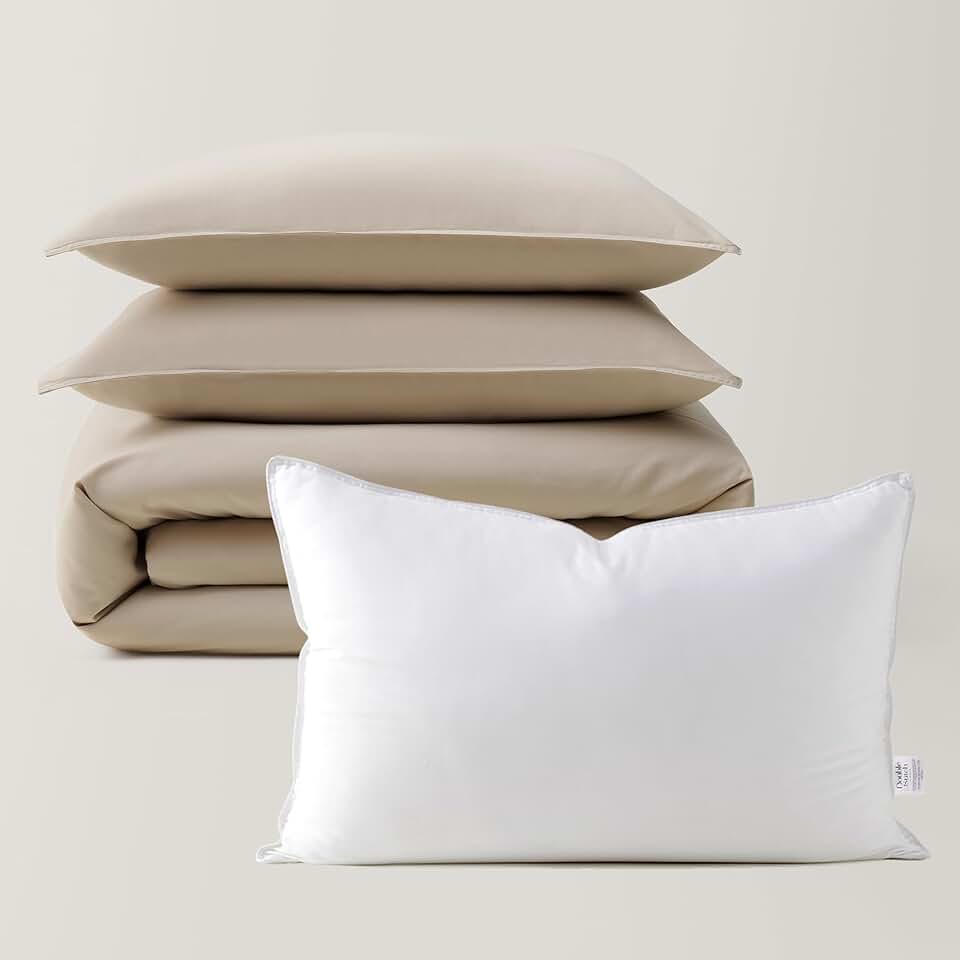 Double Stitch Cotton Tencel Duvet Cover Set and Tencel™ Lyocell Cotton Pillow, King, 1 Duvet Cover, 106
