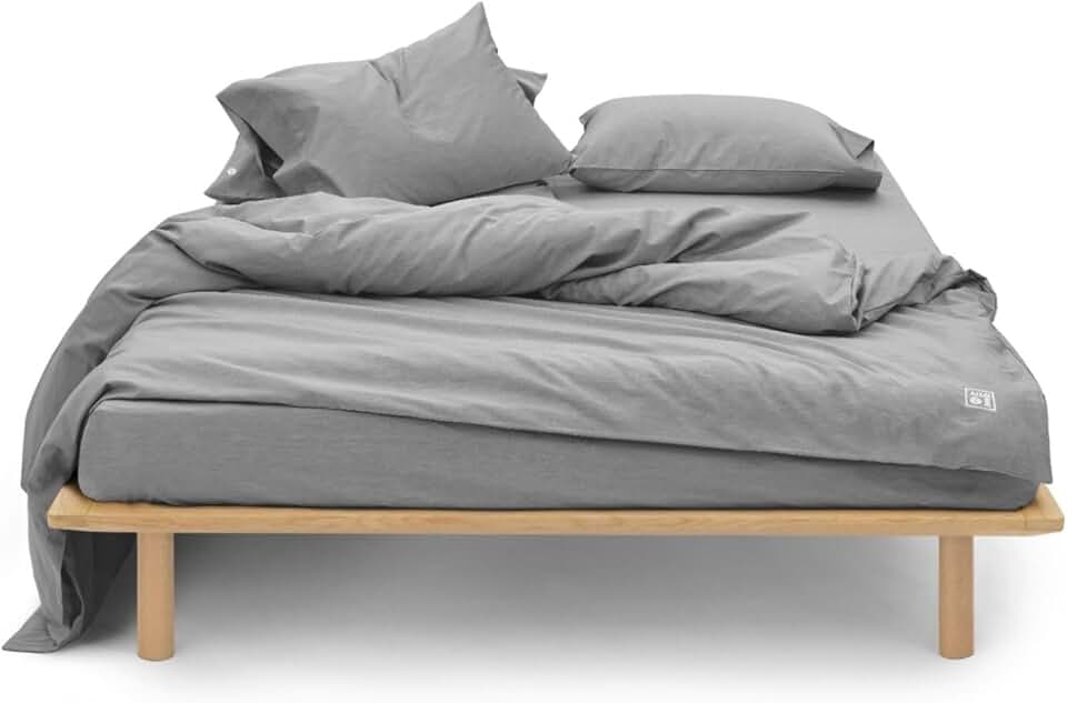 AIZOME Bedsheet Set Made from 100% GOTS Organic Cotton, Non-Toxic Plant-Dyed Synthetic Free No Petrochemicals Breathable Hypoallergenic for Sensitive Skin, 4-Piece (Silver Sumac,California King)