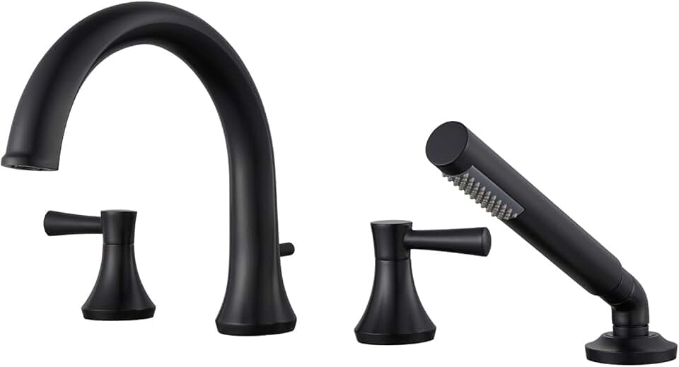 Roman Tub Faucet Tub Filler Black Deck Mount Bathtub Faucet Brass Bathroom Faucets with Hand Shower