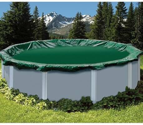 SWIMLINE HYDROTOOLS Ripstopper Heavy Duty Pool Cover For Above Ground Swimming Pools |35 X 55 FT Cover | Green / Black | Water Tube Sleeves | UV Protected For 30X50 FT Rectangle Pools | RIG3050R