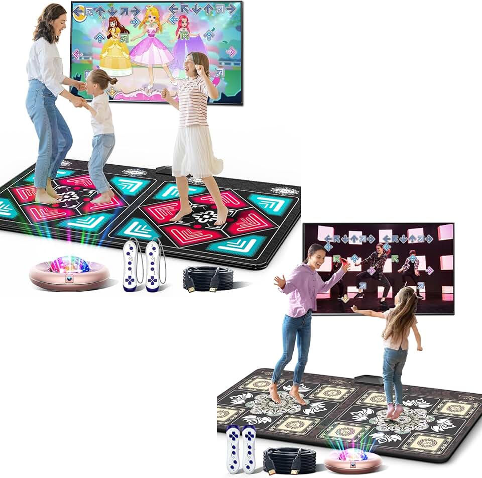 Two Colors Dance mats-Dance Game Soft Mat Toys Electronic Dance Mats for Kids and Adults Dance Pad Game for TV Gift Deas for Ages 4 5 6 7 8 9 10 11 12+ Year Old Boys & Girls