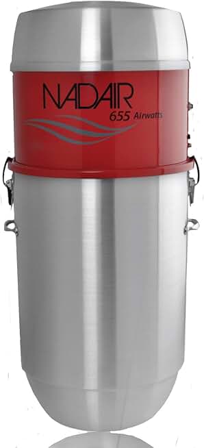 Nadair Commercial Central Vacuum System Hybrid Filtration for Air Purification-655 Airwatts Power Unit, 32L or 8.5Gal, Aluminum