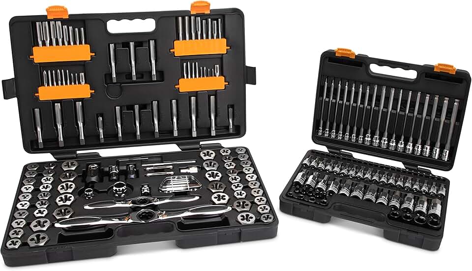 GEARWRENCH 114 Pc. SAE/Metric Ratcheting Tap and Die Set + 84 Pc. Master SAE/Metric Hex and Torx Bit Socket Set