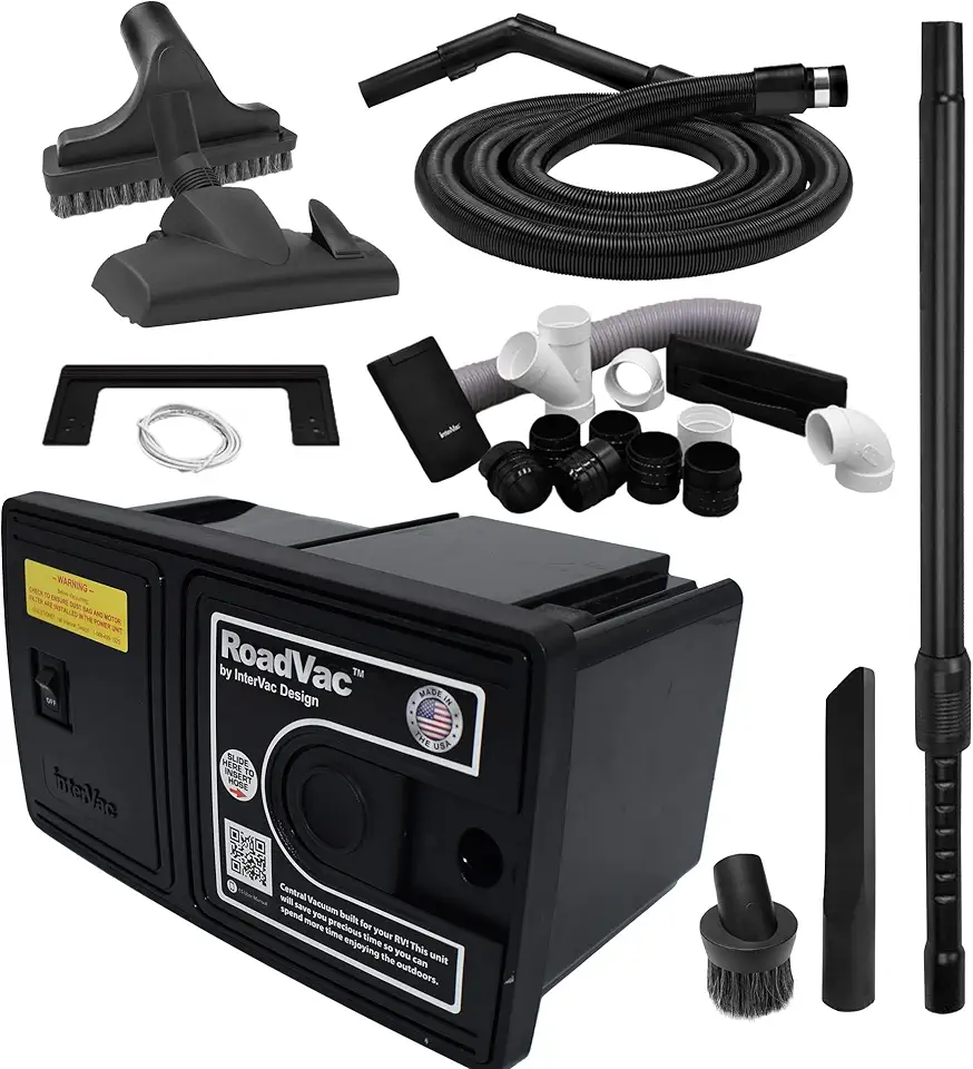 InterVac RoadVac CS-RM with Kit, RV Vacuum, Compact Central Vacuum, Superior Central Vacuum Accessories, Wall-Mounted, W/ 35
