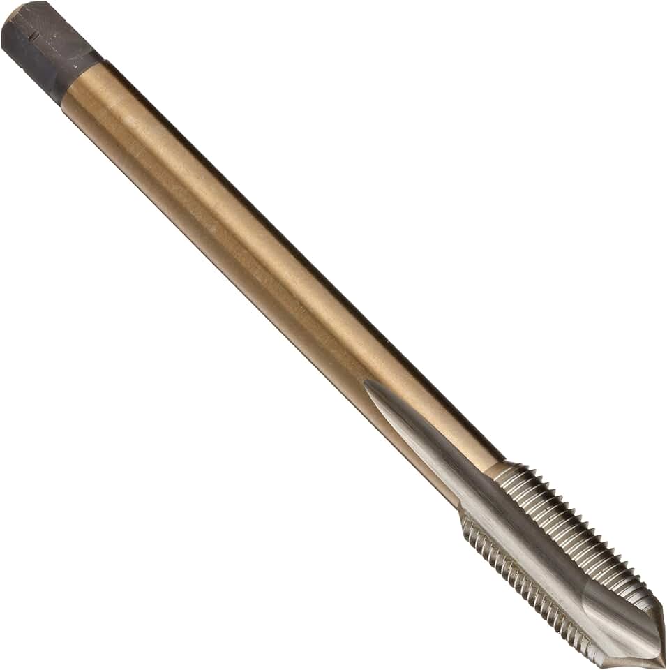 Dormer EP40 Cobalt Steel Machine Spiral Point Threading Tap, Gold Oxide Finish, Round with Square End Shank, Plug Chamfer, 5/8