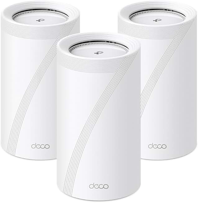 TP-Link Quad-Band WiFi 7 BE33000 Whole Home Mesh System (Deco BE95) | 16-Stream | 2 × 10G + 2 × 2.5G Ports Wired Backhaul, 12 × High-Gain Antennas | VPN, AI-Roaming, 4×4 MU-MIMO, HomeShield (3-Pack)