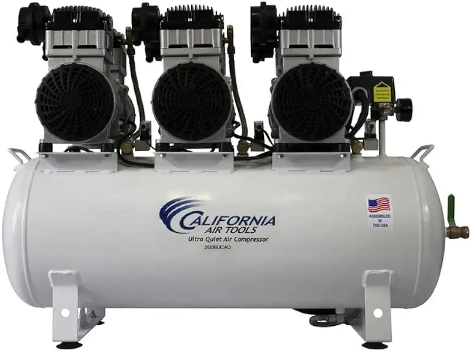 California Air Tools 20060CAD 20-Gal 6.0 Hp 125 PSI Stationary Electric Ultra Quiet & Oil-Free Air Compressor﻿ with Automatic Drain Valve Off White