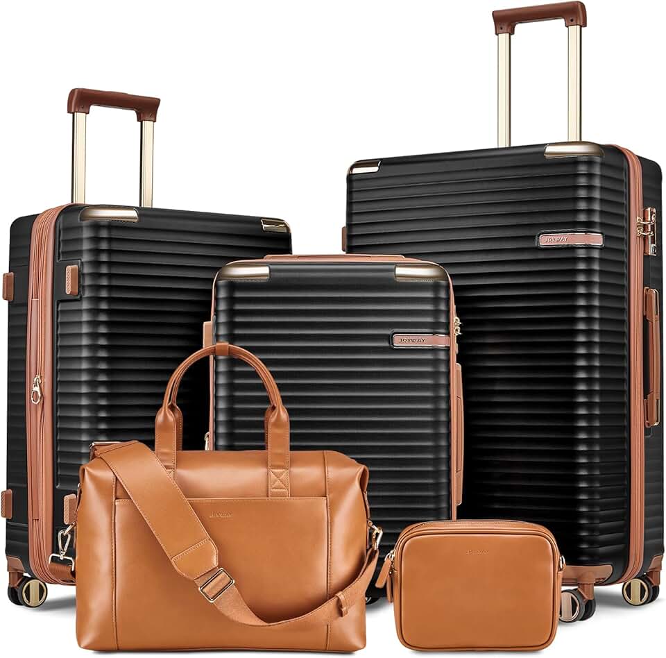 Joyway Luggage Sets 3 Piece, Expandable Hard Shell Suitcase Set with Spinner Wheels, Lightweight Travel Luggage Set with TSA Lock(Black,L uggage Sets 5 Piece)