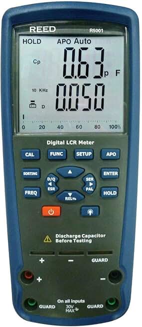 REED Instruments R5001 Passive Component LCR Meter, +/-1.5% Accuracy, blue/black