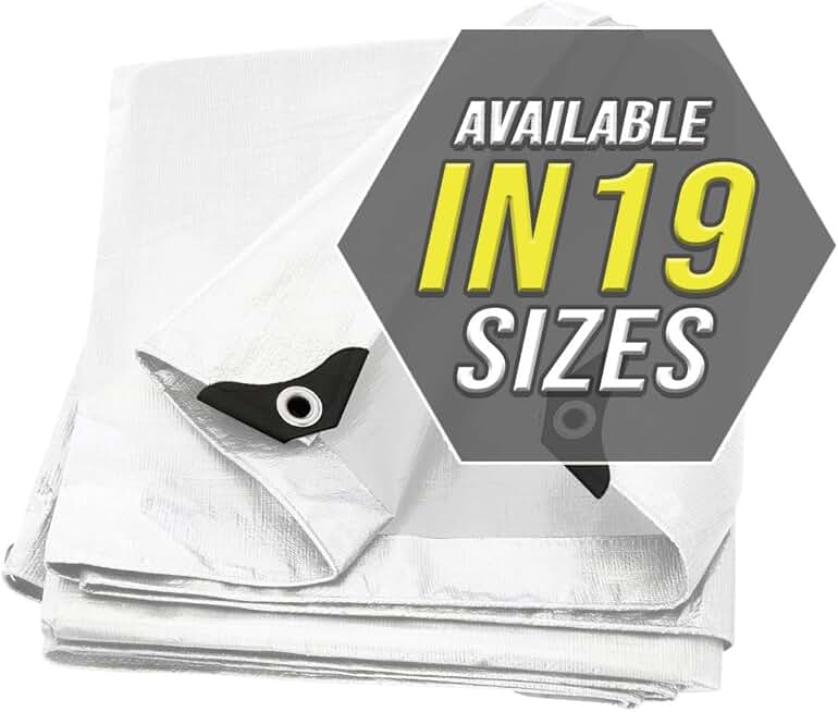 Tarp Cover White Heavy Duty 20 Mill Thick Material, Waterproof 30'X30' Great for Tarpaulin Canopy Tent, Boat, RV Or Pool Cover! by Trademark Supplies (Poly Tarp 30X30 Ultra Thick)