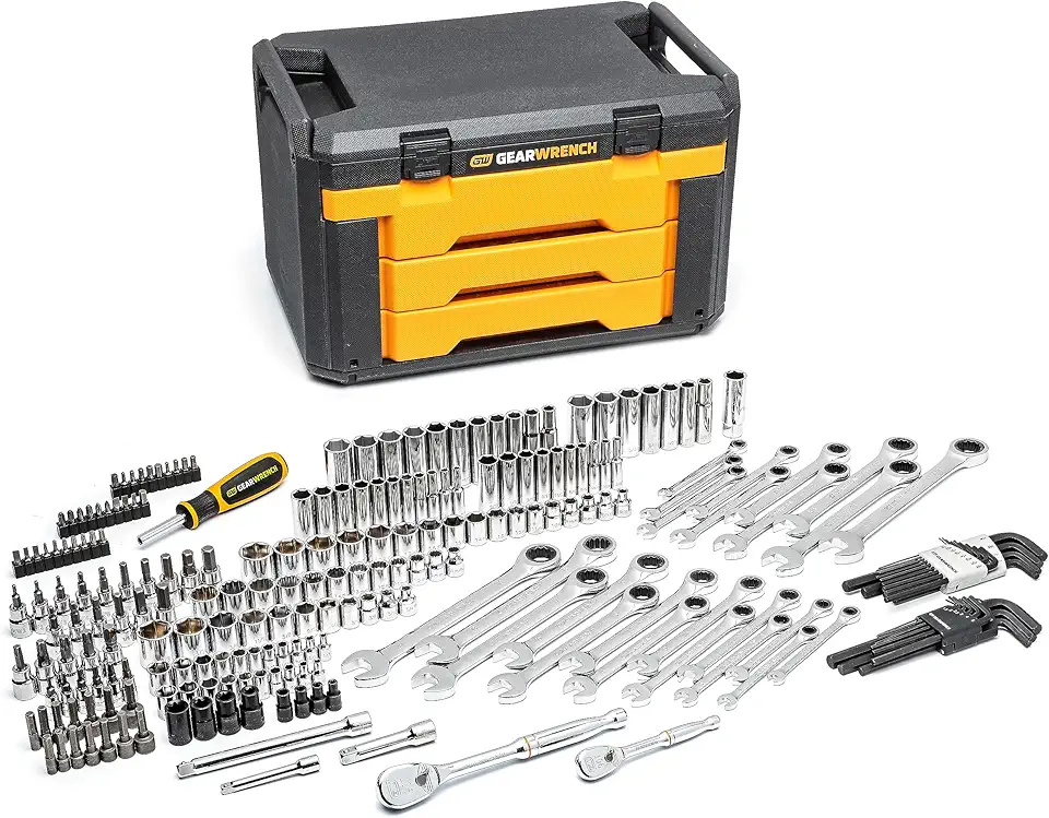 GEARWRENCH 232 Piece Mechanics Tool Set in 3 Drawer Storage Box | 80944