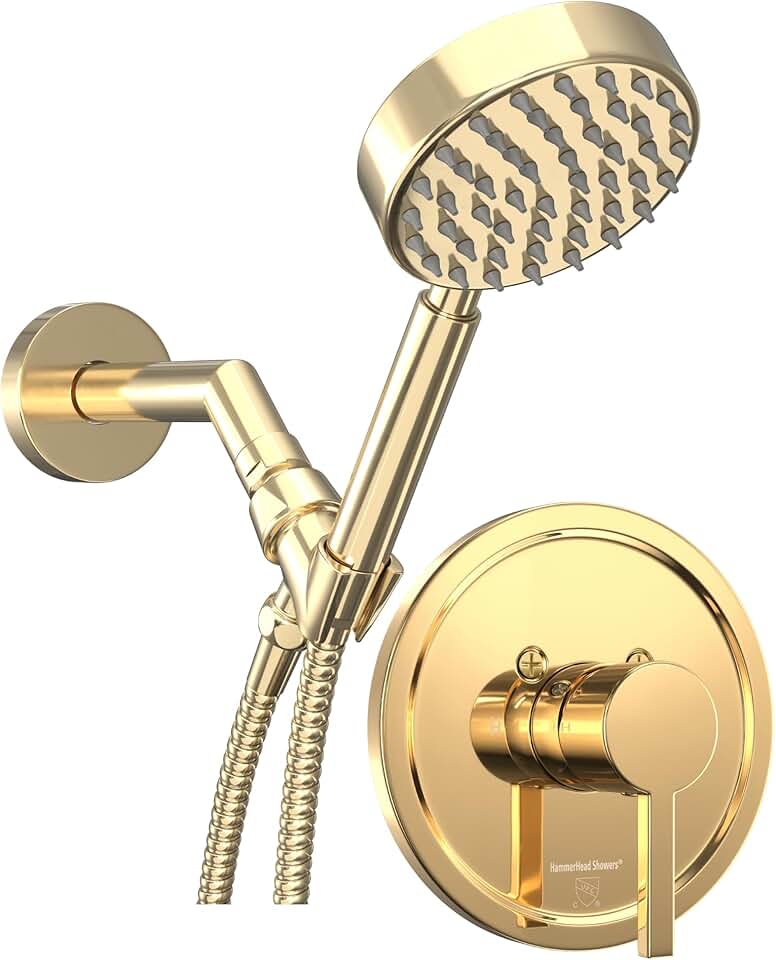 ALL METAL Handheld Shower Head with Hose, Brass Holder, 7