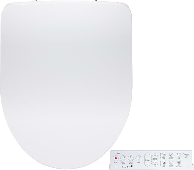 SmartBidet SB-1200RR Electric Bidet Toilet Seat for Round Toilets with Remote control, Premium Unlimited Hot Water with Night Light
