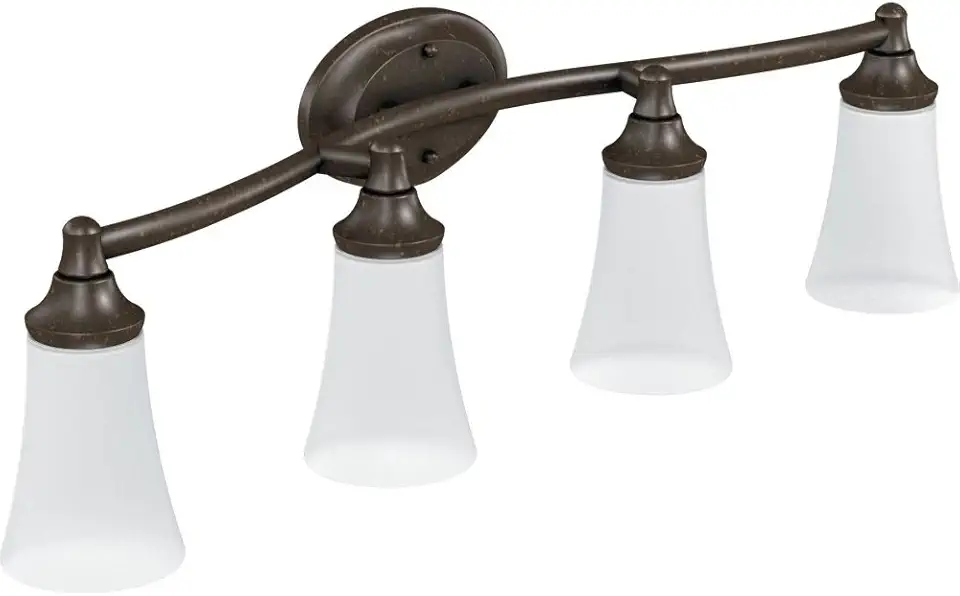 Moen YB2864ORB Eva 4-Light Dual-Mount Bath Bathroom Vanity Fixture with Frosted Glass, Oil Rubbed Bronze