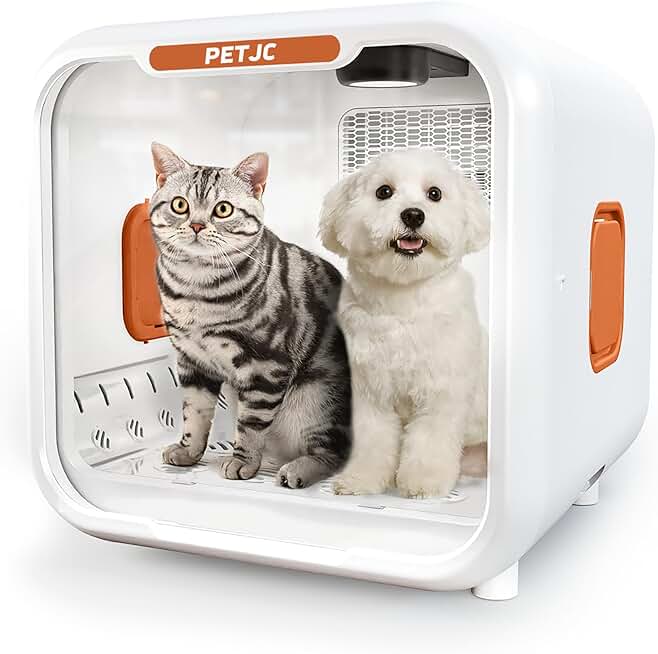 Automatic Pet Dryer Box for Cats and Small Dogs,Ultra Quiet Dog Hair Dryer 71L Capacity with Smart Temperature Control and 360 Drying (orange-plus)
