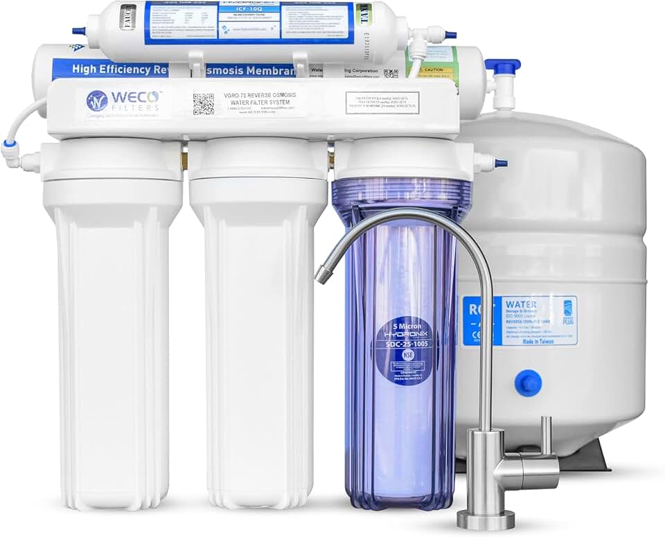 WECO VGRO Under Sink High Efficiency 50 Gallons Per Day Reverse Osmosis Drinking Water Filtration System with Installation Kit (VGRO-50)
