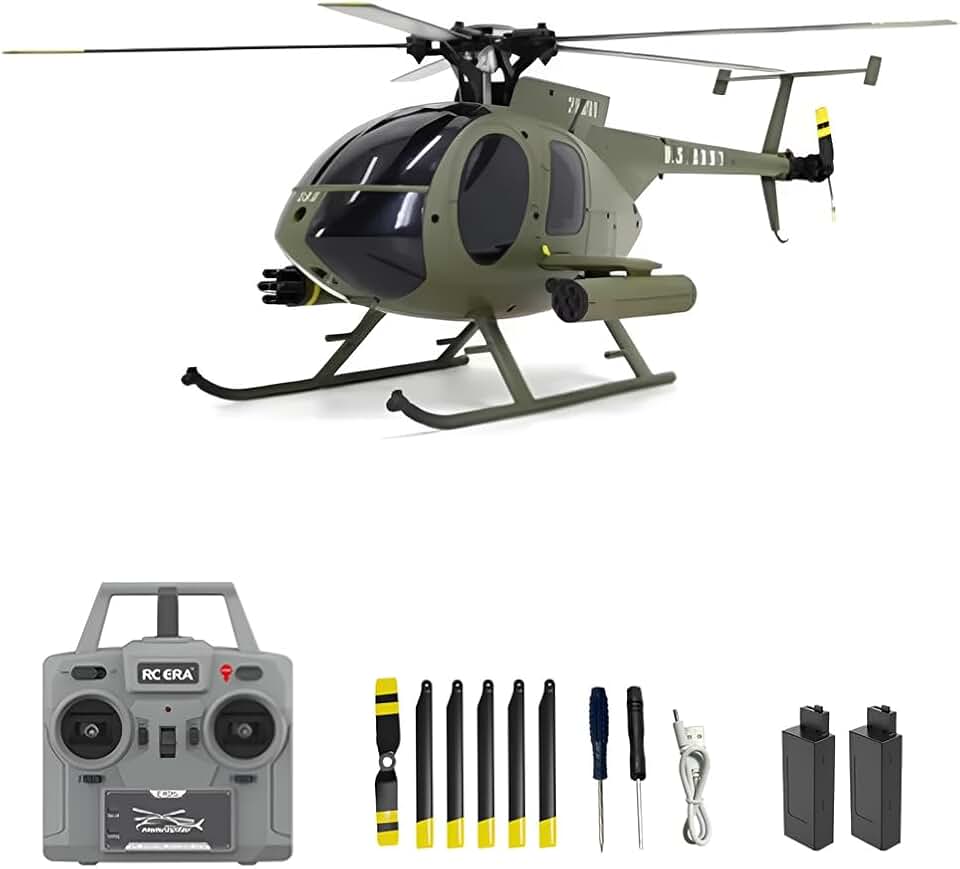 GoolRC C189 RC Helicopter, 4CH Remote Control Helicopter, 1:28 2.4GHz MD500 RC Aircraft with 6-Axis Gyro, Brushless Motors, One Key Take Off/Landing for Adults, 2 Batteries (Green)