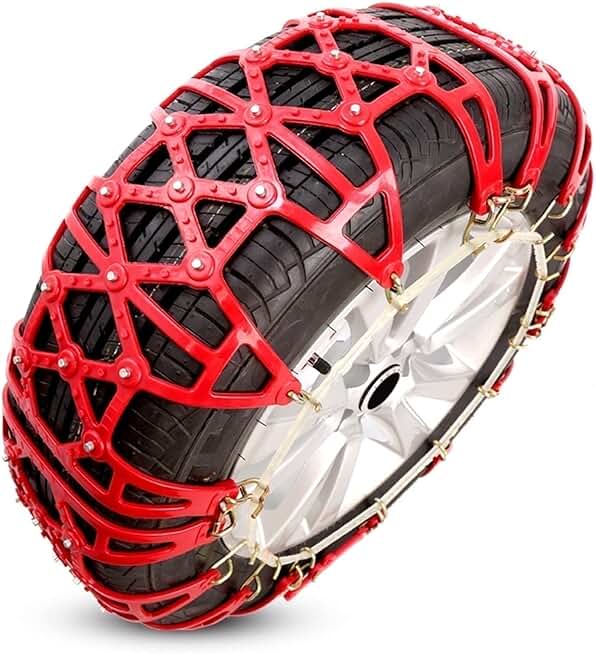 Passenger Car Snow Chains, Snow Chains Anti- Skid for Tyres Portable Easy to Mount Emergency Traction(Color: Black, Size: 165/70 R13) (Color : Red, Size : 165 R13)