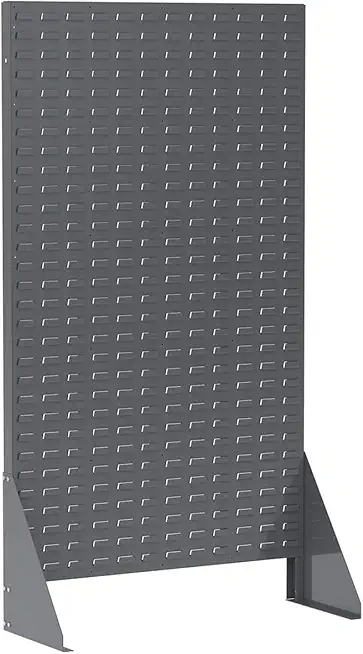 Akro-Mils 30661 Heavy Duty Single-Sided Steel Louvered Panel Standing Storage Rack Garage Organizer for Mounting AkroBin Storage Bins, 36-Inch L x 13-Inch W x 66-Inch H, Grey