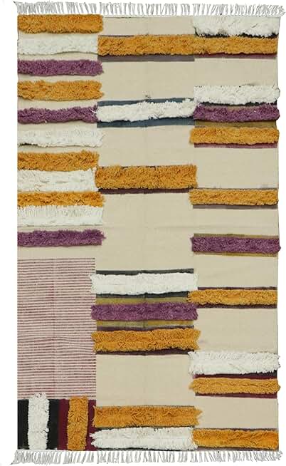 Kilim Rug 2.5x20 Runner Rugs forLiving Room Flatweave Rug Beige Multicolor Cotton Rug Embroidery Washable Dhurrie Indoor Outdoor Boho Rus for Home Foyar Corridor Runner Hallway Stair Runner