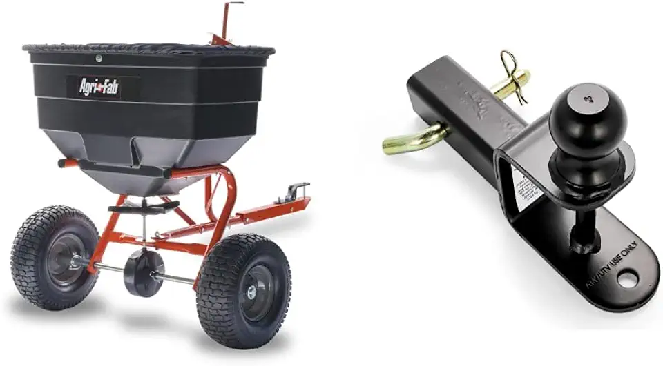 Agri-Fab 45-0329 185 lb. ATV Tow Broadcast Spreader, Black & ATV/UTV Mount with Hitch Ball and Winch Strap Loop (2