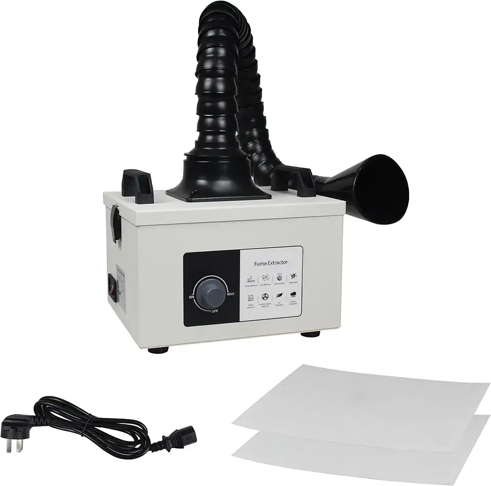 RATTMMOTOR Solder Fume Extractor 3 Stage Filter System, 100W 110V Mini Desktop Smoke Fume Absorber, Welding Purifier, Air Dust Cleaner for Cutter/Marking Machine,3D Printing,Electronic Repair