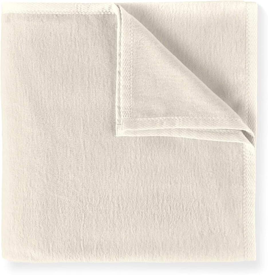 Peacock Alley All Seasons Luxury Cotton Blanket – 100% Long Staple Cozy Cotton Blanket for Sofa, Bed, and Crib - Queen, Linen