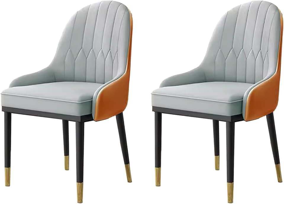Meal Chairs Ergonomic Back Dining Chairs Kitchen Chairs Set of 2 Fuax Leather Dining Side Chair with Metal Frame Backrest Armrest Home Bedrooms Vanity Chair Soft Comfortable Durable/I/One Size
