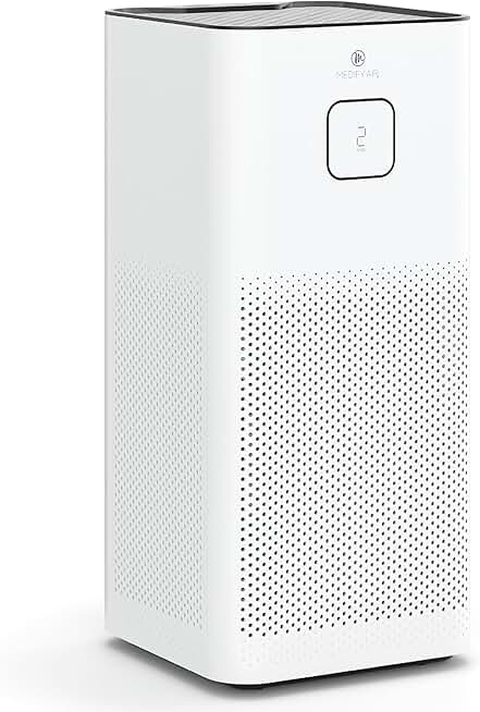 Medify MA-50 Air Purifier V3.0 with True HEPA H13 Filter | 2,640 ft² Coverage in 1hr for Smoke, Wildfires, Odors, Pollen, Pets | Quiet 99.9% Removal to 0.1 Microns | White, 1-Pack