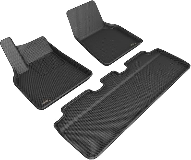 3D MAXpider Custom Fit Kagu Floor Mat (Black) Compatible with Tesla Model Y 5-Seater 2021-2024 - Full Set