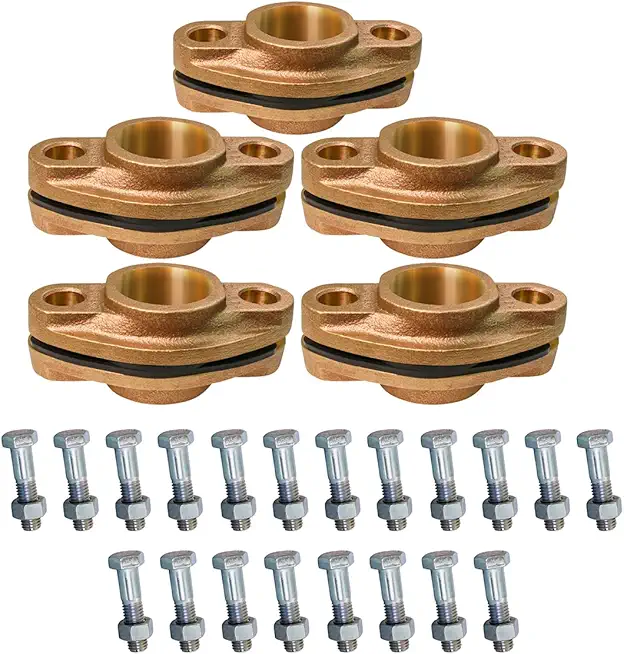 Midline Valve XNGT112L-OM-5 Water Meter Hardware Kit Includes 2 Flanges, 2 Gaskets, 4 Nuts, 4 Bolts 1-1/2 Connection Bronze (5 Pack), 1-1/2