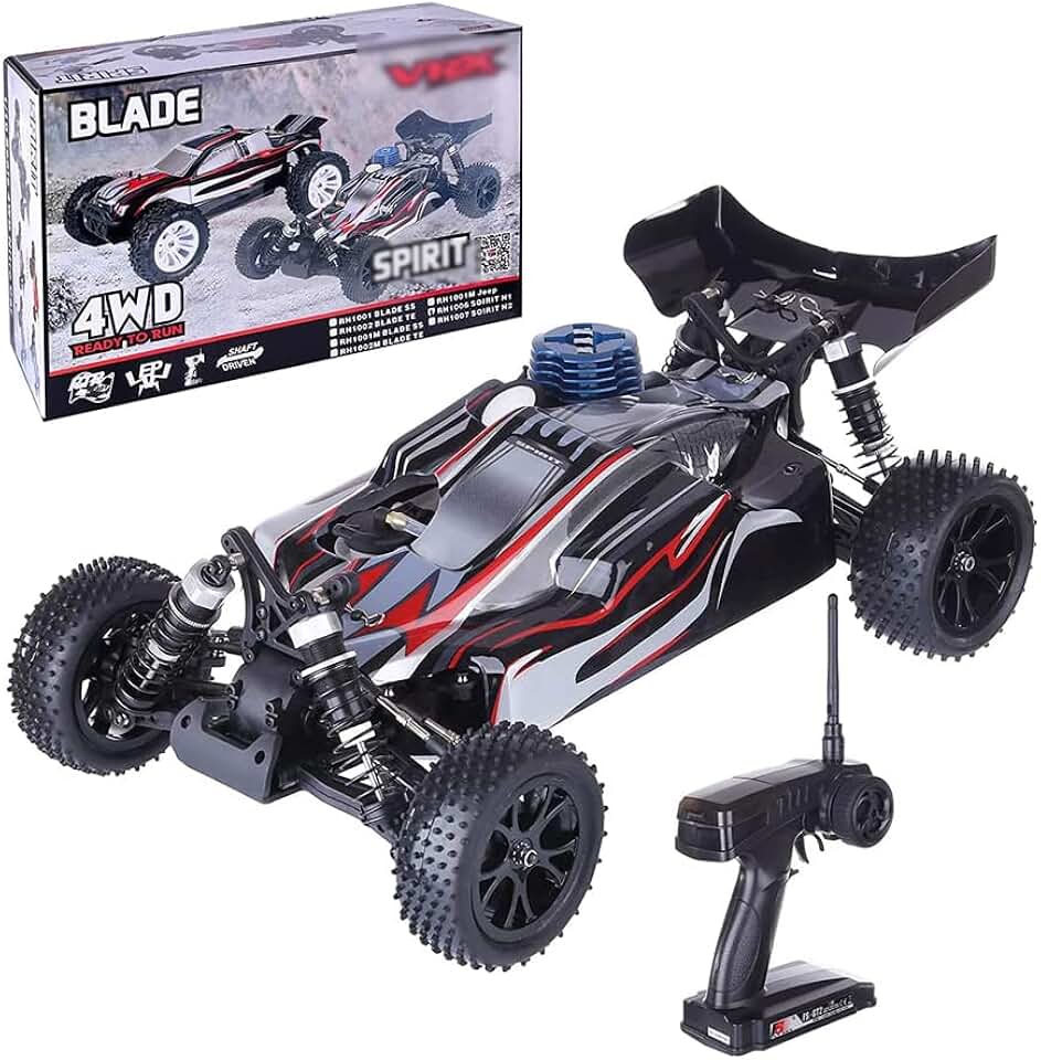 1/10 2.4G RC Nitro Off-Road Car with Nitro Engine, 4WD Hobby Grade Remote Control High-Speed 60KM/H Car Vehicle Model for Adult, with 80cc Large Capacity Fuel Tank, 2 Gear Speed, RTR