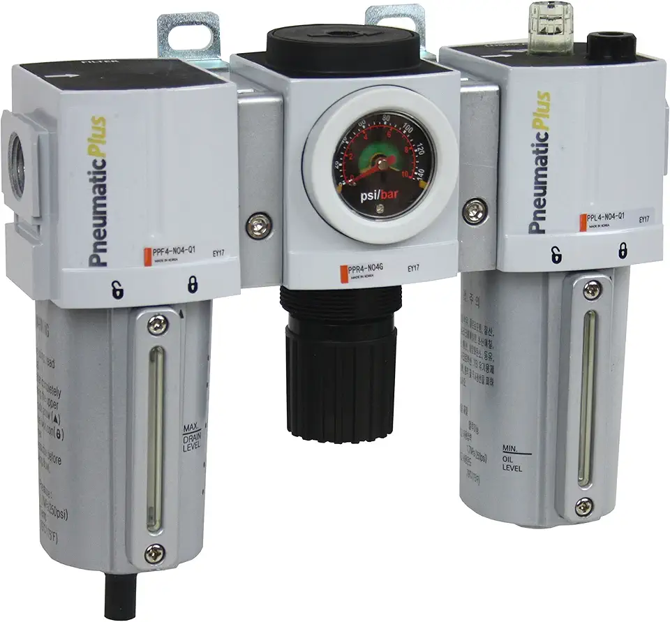 PneumaticPlus PPC4-N04G-Q1 Compressed Air Filter Regulator Lubricator Combo 1/2