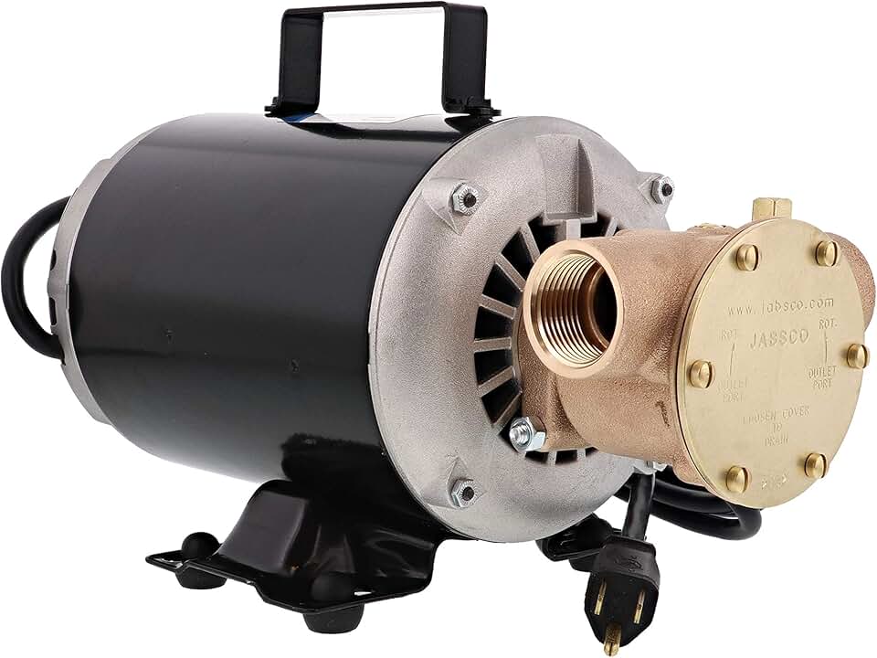 Jabsco 6050-0003 Marine Series Utility General Purpose Pump, 110-Volt, Nitrile Impeller, Open Drip Proof Moto Non-CE, 1