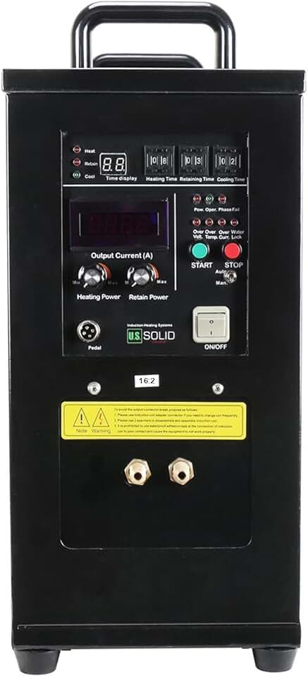 U.S. Solid 15 KW 30-80 KHz High Frequency Induction Heater Furnace, Single Phase 110 V, 16:2 Turns Ratio