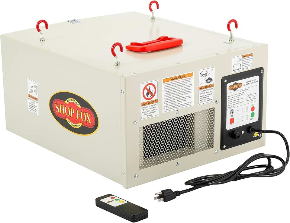 Shop Fox W1830 3-Speed Hanging Air Filter, White