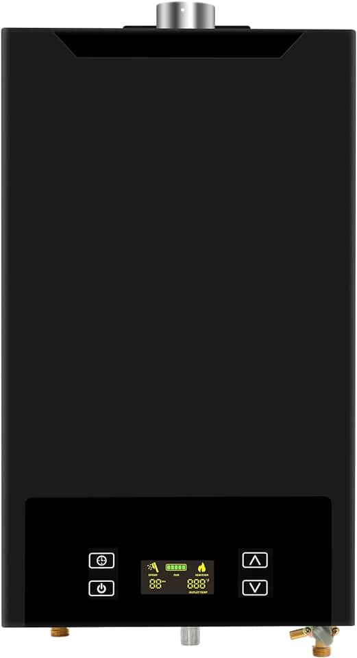 Tankless Water Heater Propane, 4.74GPM 18L Indoor,Instant Hot Propane Gas Water Heater,Constant Propane Water Heater with Fahrenheit Digital Display,Multi-Protection (Black)