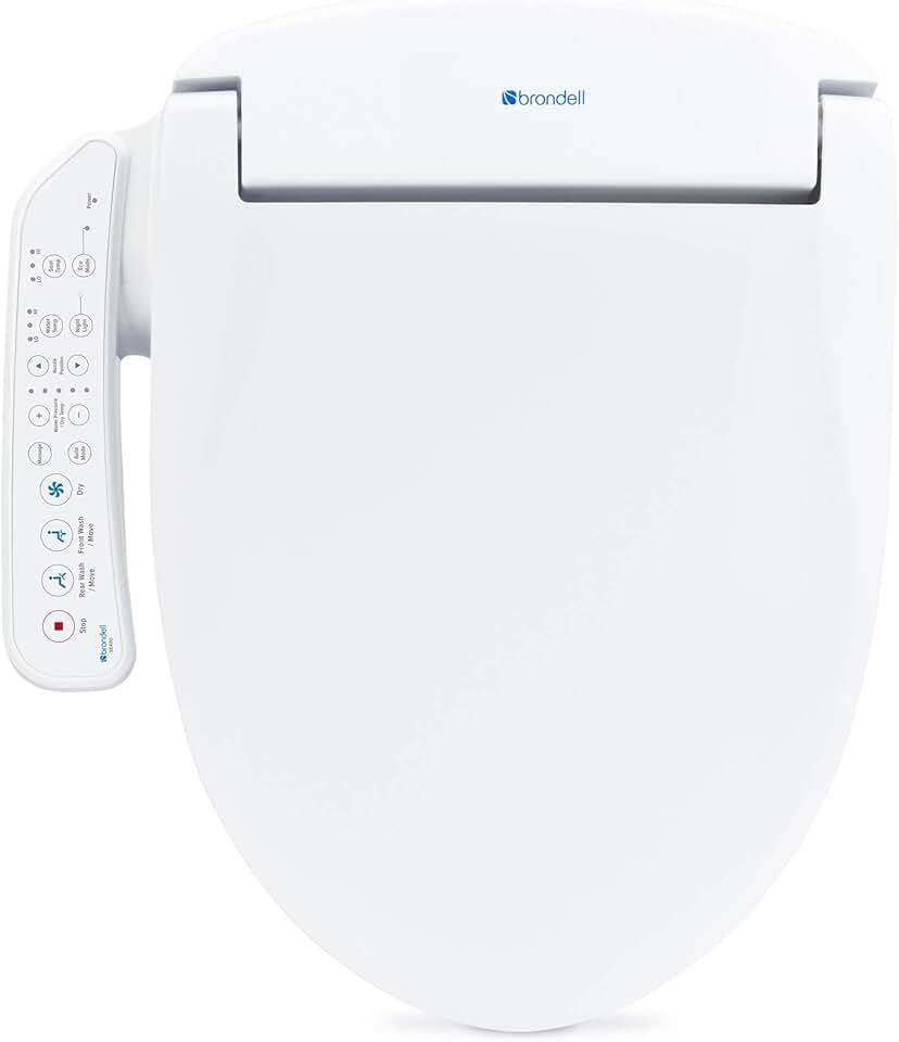 Brondell SE400-EW Swash SE400 Electric Bidet Toilet Seat With Heated Seat, Oscillating Stainless Steel Nozzle, Warm Air Dryer, Night Light, Gentle Close Lid, White Side Arm Control, Elongated