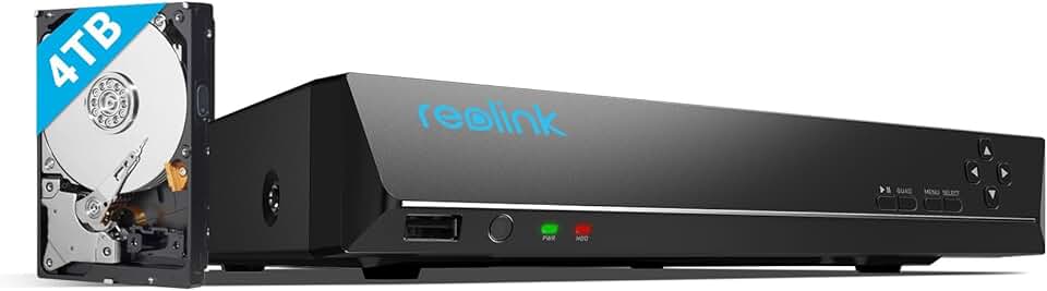 REOLINK 4K 16 Channel Network Video Recorder for Security Camera System, Only Work with 4K/5MP/4MP HD Reolink IP Cameras PoE NVR, 24/7 Recording to Pre-Installed 4TB Hard Drive, RLN16-410-4TB