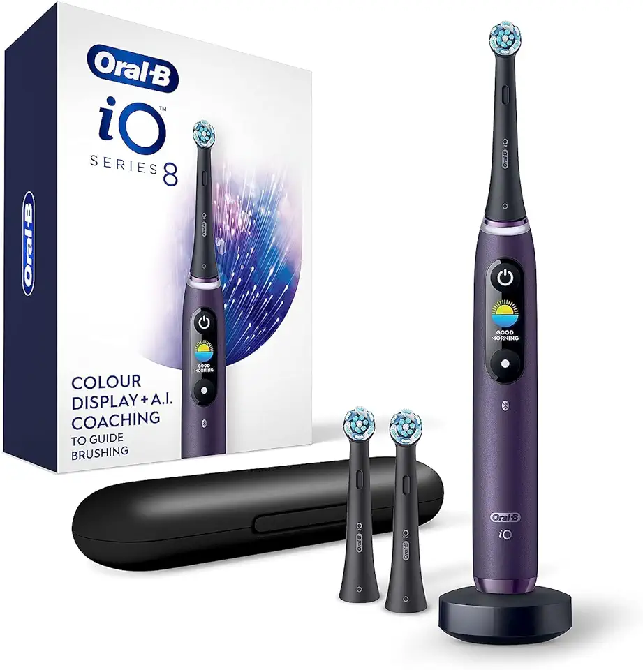 Oral-B iO Series 8 Electric Toothbrush with 2 Replacement Brush Heads, Violet Ametrine