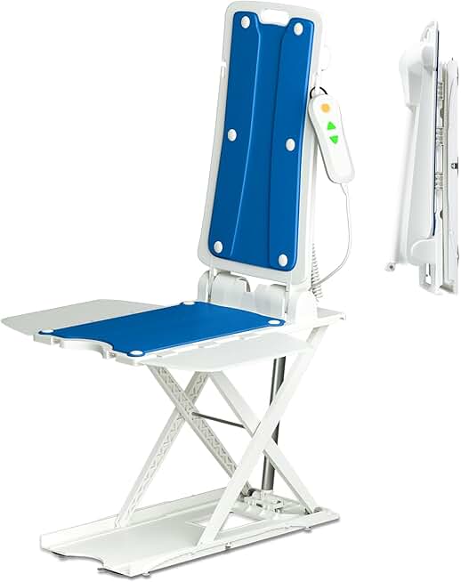 Electric Chair Lift, Up to 20inch Floor Lift for Elderly Falls with Remote Control, IP68 Waterproof Bath Tub Lift for Seniors, Up to 300lbs Lift Chair, for Home Floor Bathtub, 2nd Gen Version