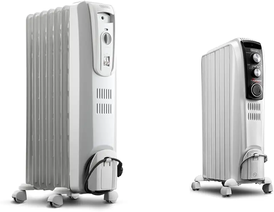 DeLonghi Oil Filled Radiant Heater, 1500W Electric Space Heater - Quiet and Portable & Dragon Oil Filled Radiator Heater, 1500W Electric Space Heater for indoor use