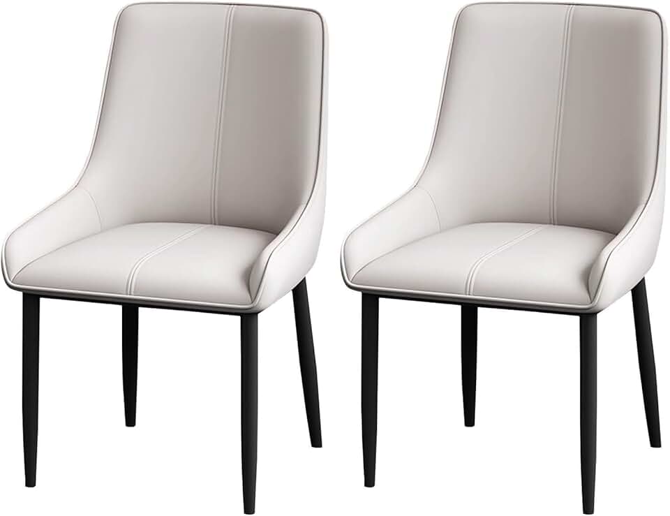 Meal Chairs Ergonomic Back Dining Chairs Kitchen Chairs Set of 2 Faux Leather Upholstered Living Room Side Chairs with Metal Leg Dining Room Chairs Soft Comfortable Thickened Cushion Chairs/Li