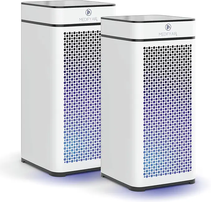 Medify MA-40 UV Light Air Purifier with True HEPA H14 Filter | 1,793 ft² Coverage in 1hr for Wildfires Smoke, Odors, Pollen, Pets | Quiet 99.9% Removal to 0.1 Microns | White, 2-Pack