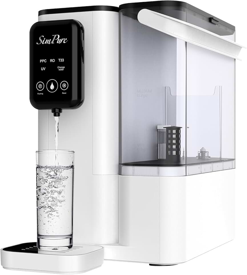 SimPure Y9T 300G Countertop Reverse Osmosis Water Filter, Near 0 TDS Water Purifier, NSF/ANSI 58 Certified 6 Stage RO Water Filtration System with UV Purification, BPA Free, No Installation Required