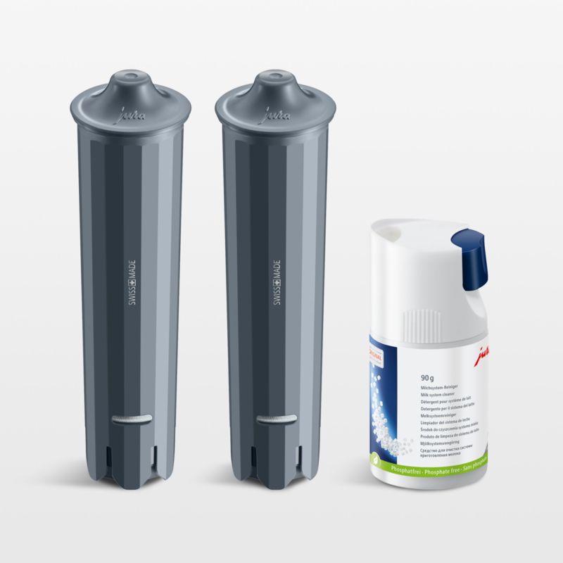 JURA CLEARYL Smart+ Water Filter, Set of 2 and Milk System Cleaning Mini Tabs w/ Dispenser