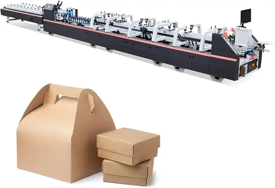 Melt Glue Pasting Pet PVC Plastic Boxes Machine Fully Automatic Box Corners Pasting Side Flap