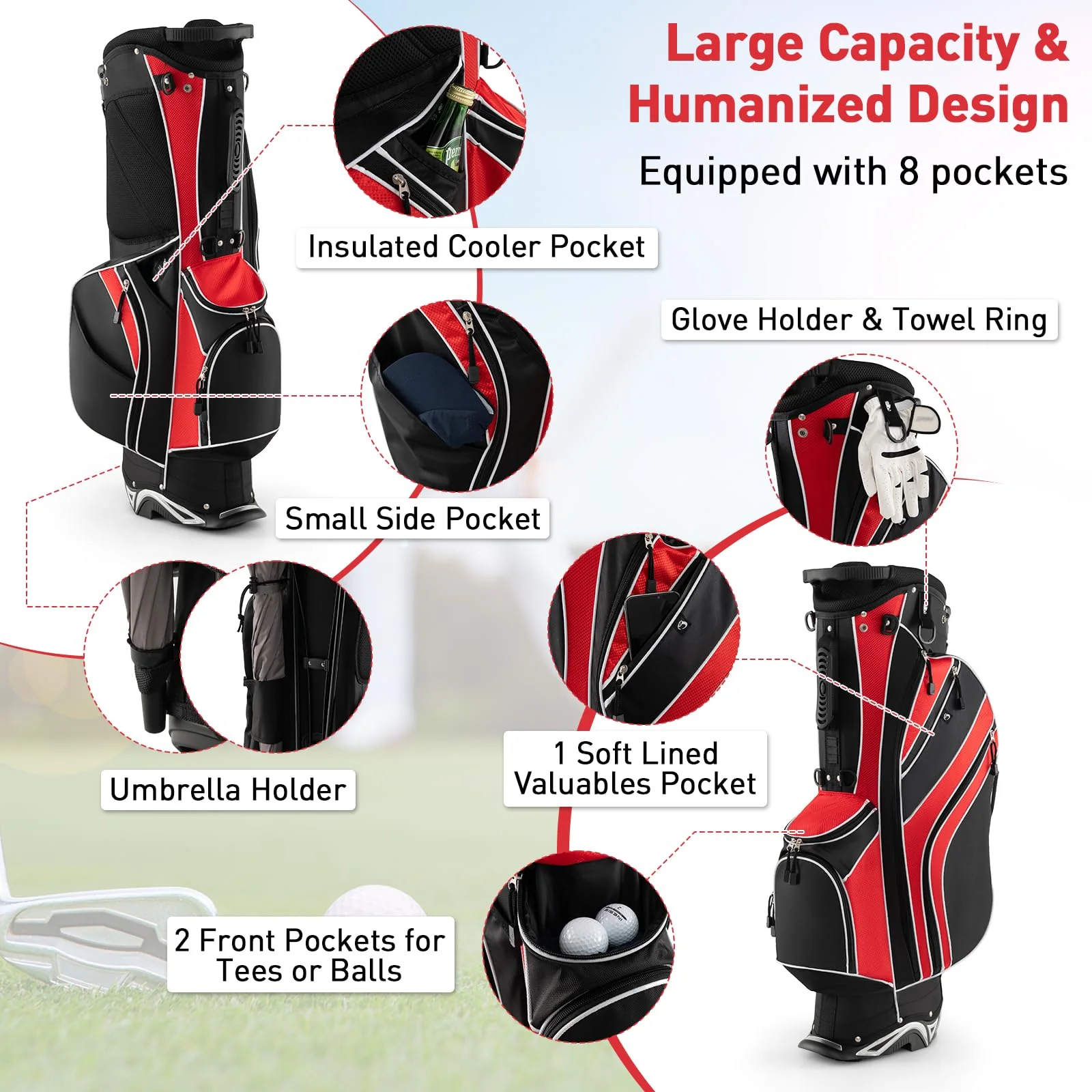 Goplus Golf Stand Bag, Lightweight Golf Club Bag
