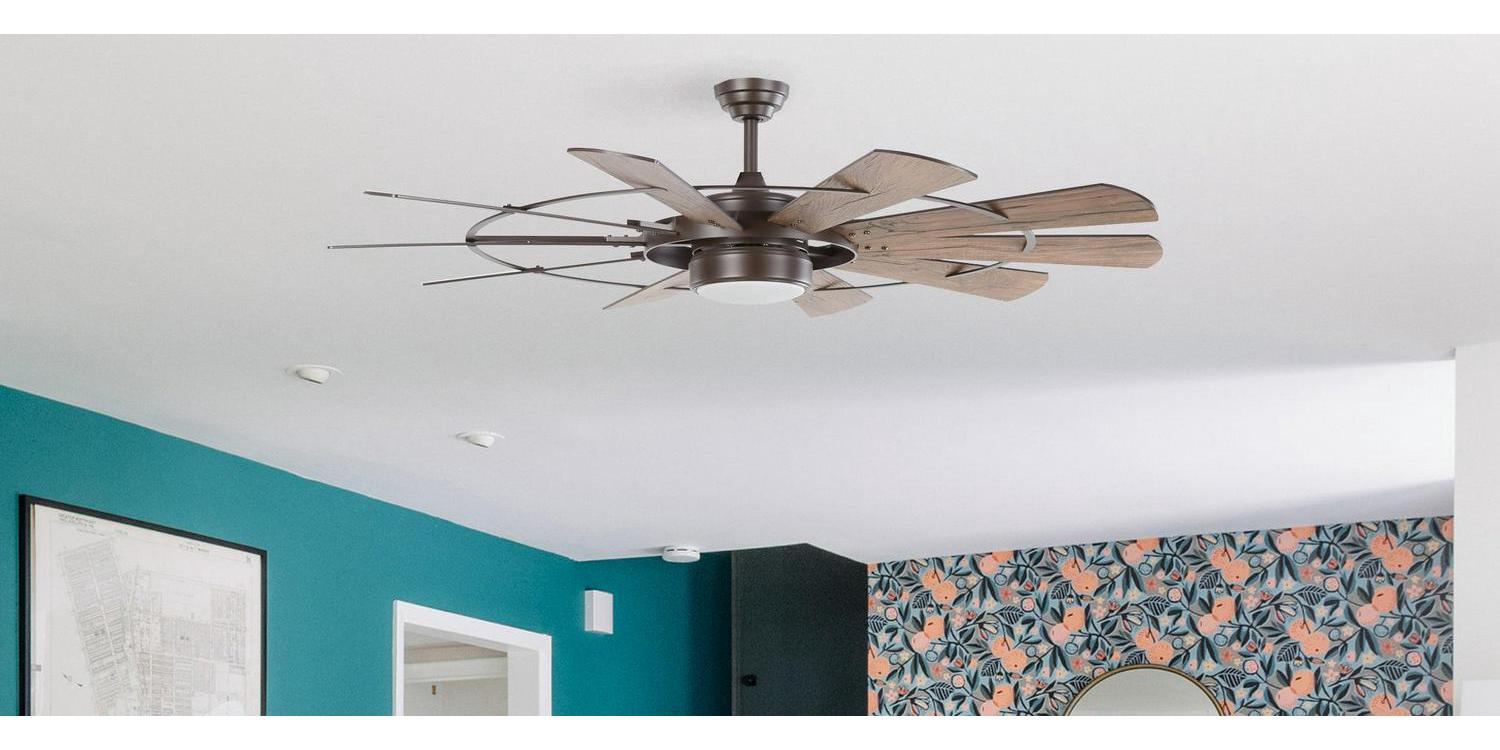 Harbor Breeze Henderson 60-in Bronze Integrated LED Indoor Ceiling Fan with Light and Remote (10-Blade)